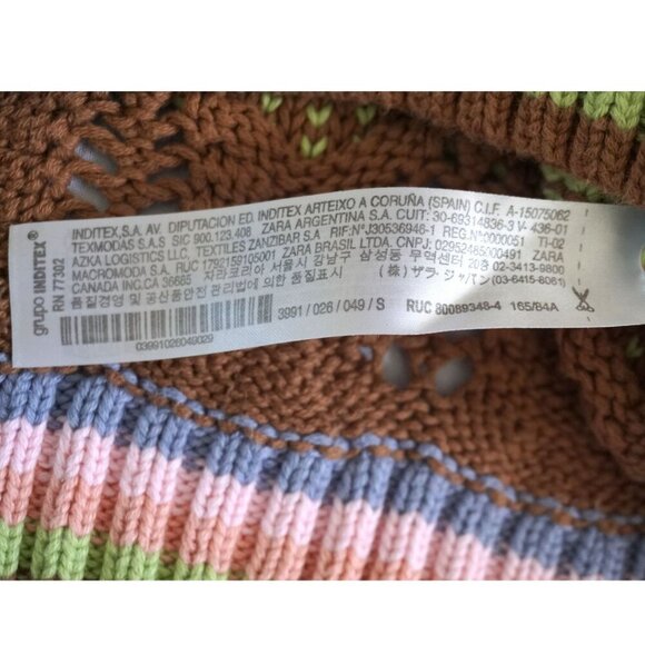 Zara Multi-Colored Crochet Knit Sweater Vest w/ Striped Trim - Size S - Picture 4 of 6